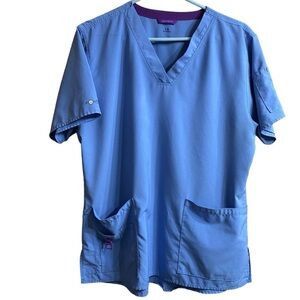 Carhartt Force Blue Purple VNeck Scrub Top Size Large